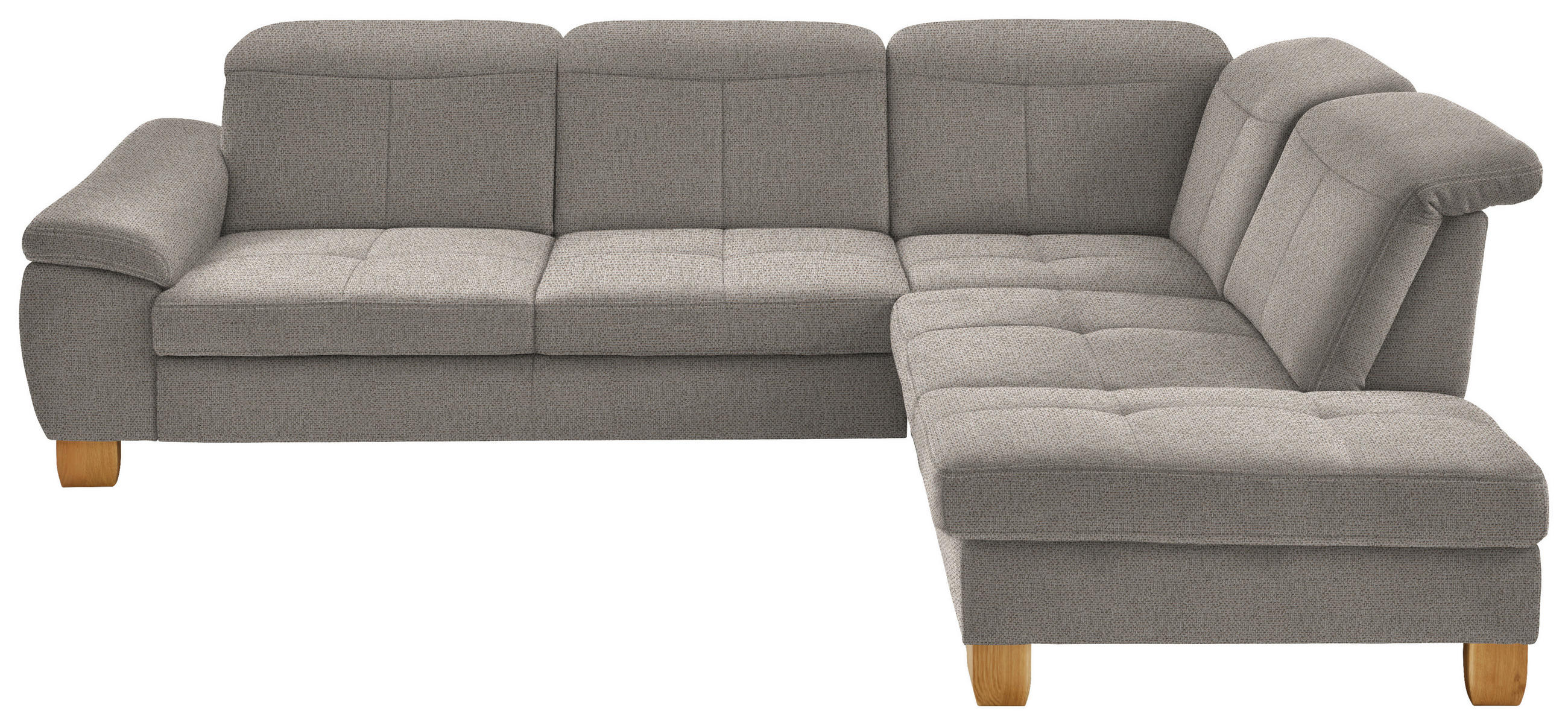 ECKSOFA in Flachgewebe Hellbraun  - Wildeiche/Hellbraun, Natur, Holz/Textil (301/243cm) - Voleo