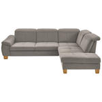 ECKSOFA in Flachgewebe Hellbraun  - Wildeiche/Hellbraun, Natur, Holz/Textil (301/243cm) - Voleo