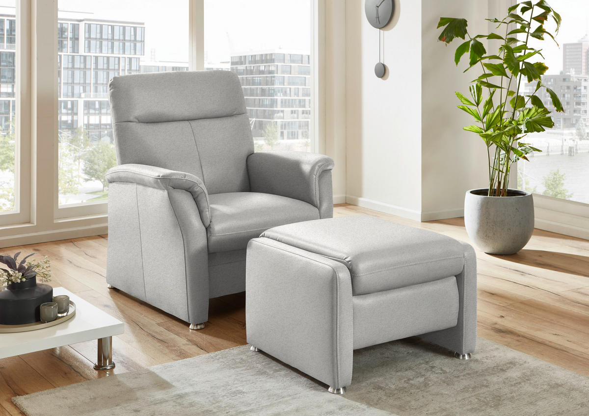 SESSEL in Flachgewebe Ecru  - Ecru/Alufarben, KONVENTIONELL, Textil/Metall (90/100/89cm) - Beldomo Comfort