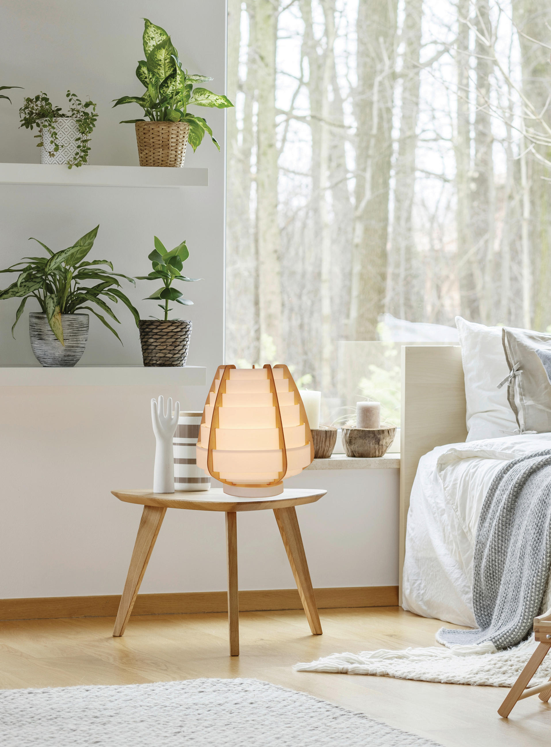 BORDSLAMPA Nagoja 27/27/27 cm   - beige/guldfärgad, Klassisk, metall/textil (27/27/27cm)