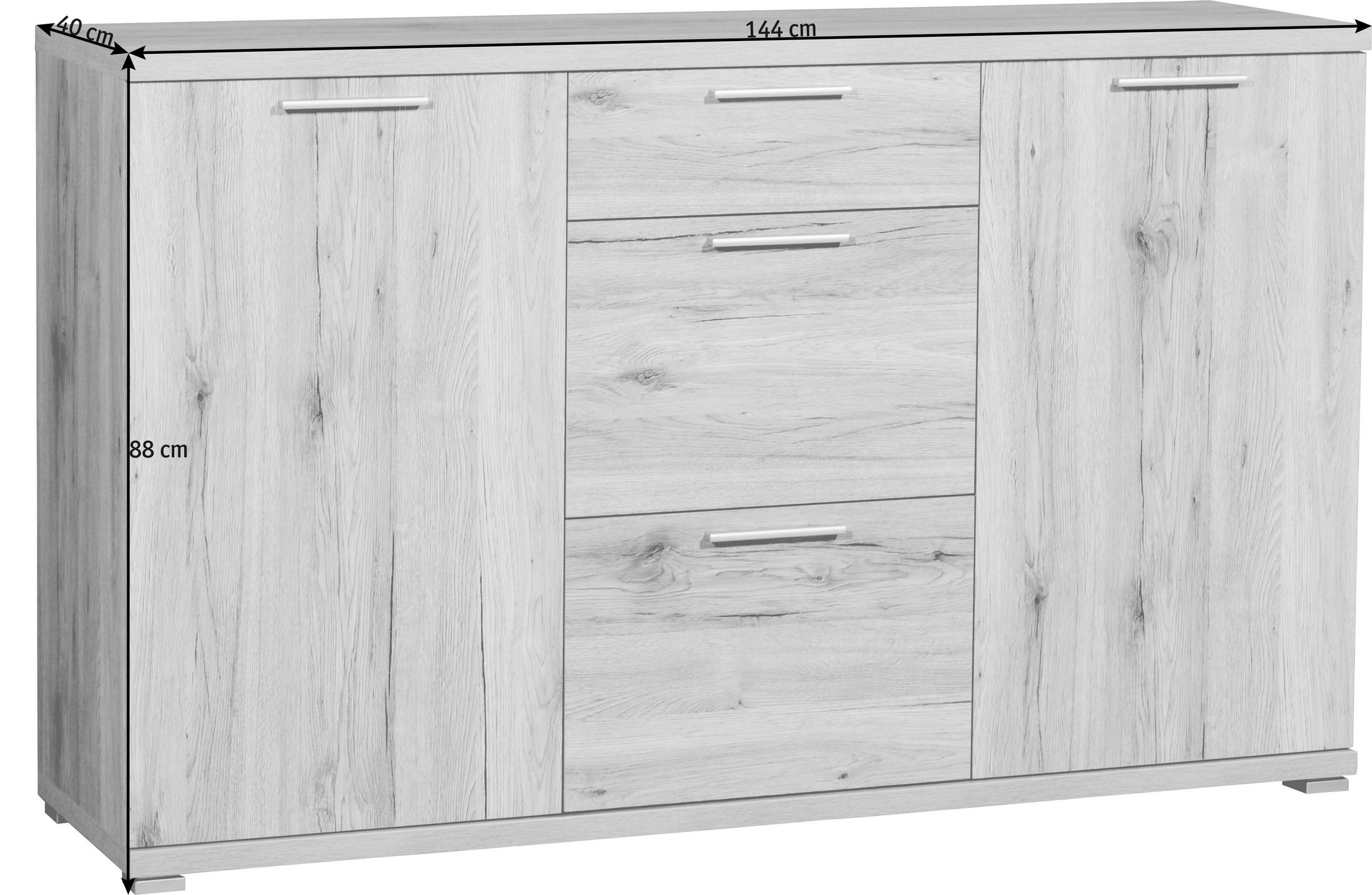 SIDEBOARD 144/88/40 cm  in Eichefarben  - Eichefarben/Anthrazit, Basics, Holzwerkstoff/Kunststoff (144/88/40cm) - Carryhome