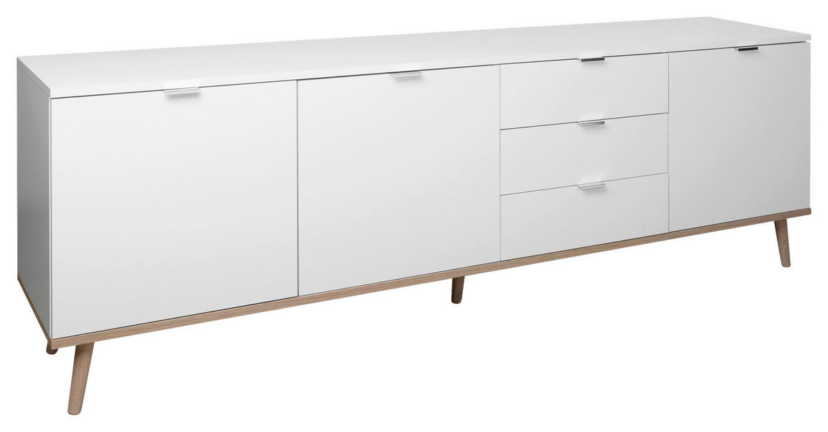 SIDEBOARD 200/68/40 cm  - vit/Sonoma ek, Klassisk, metall/trämaterial (200/68/40cm) - MID.YOU