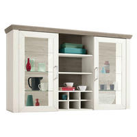 AUFSATZSCHRANK 184,1/112/44,2 cm  in  - Eichefarben/Weiß, Design, Glas/Holzwerkstoff (184,1/112/44,2cm) - SetOne by Musterring