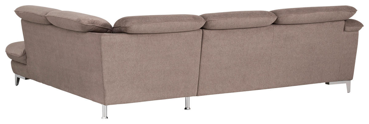 ECKSOFA Taupe Chenille  - Taupe/Chromfarben, Design, Textil/Metall (293/232cm) - Livetastic
