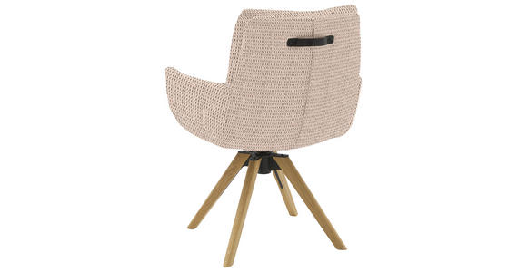 ARMLEHNSTUHL  Sitzfläche 360° drehbar, mit Griff Flachgewebe  Greige  - Greige/Eichefarben, Design, Holz/Textil (62/90/68cm) - Valnatura