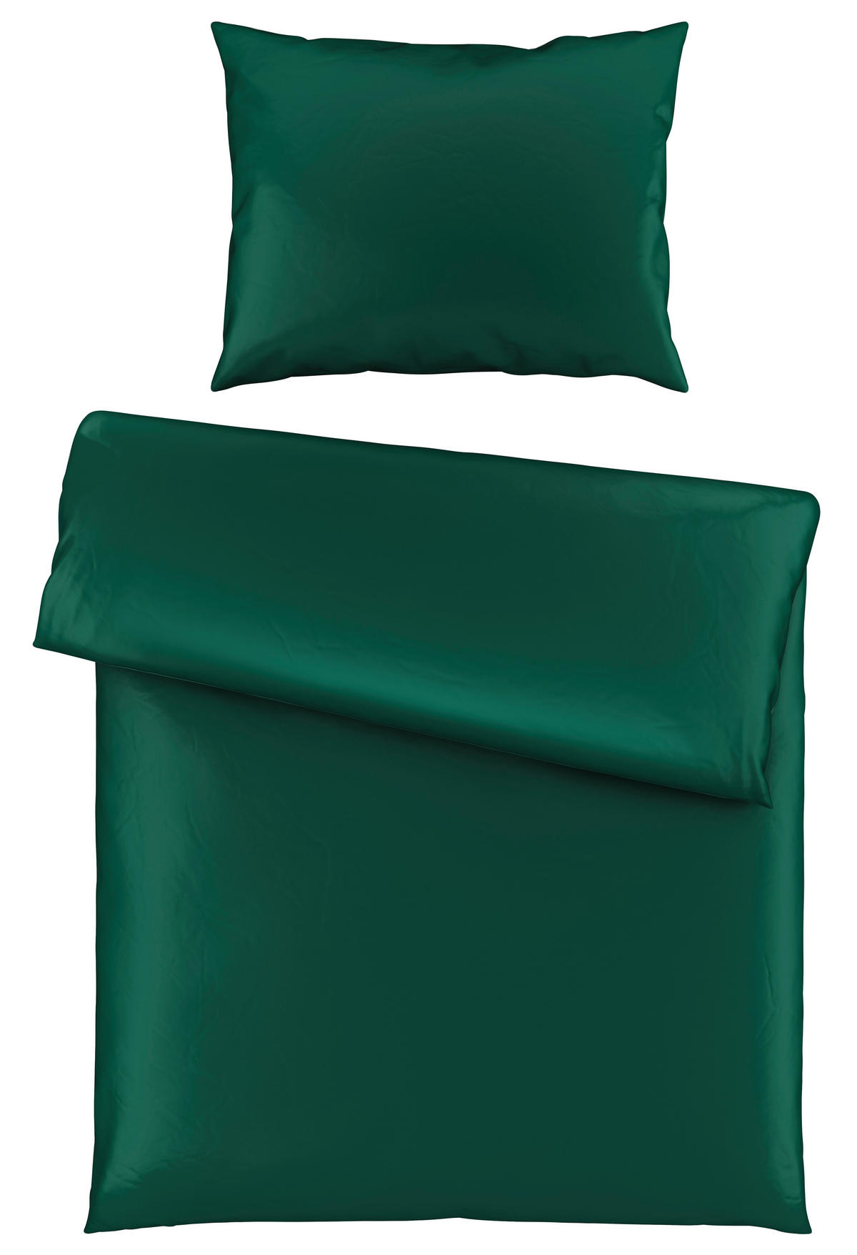 POSTEĽNÁ BIELIZEŇ, satén, tmavozelená, 140/200 cm - tmavozelená, Basics, textil (140/200cm) - Novel