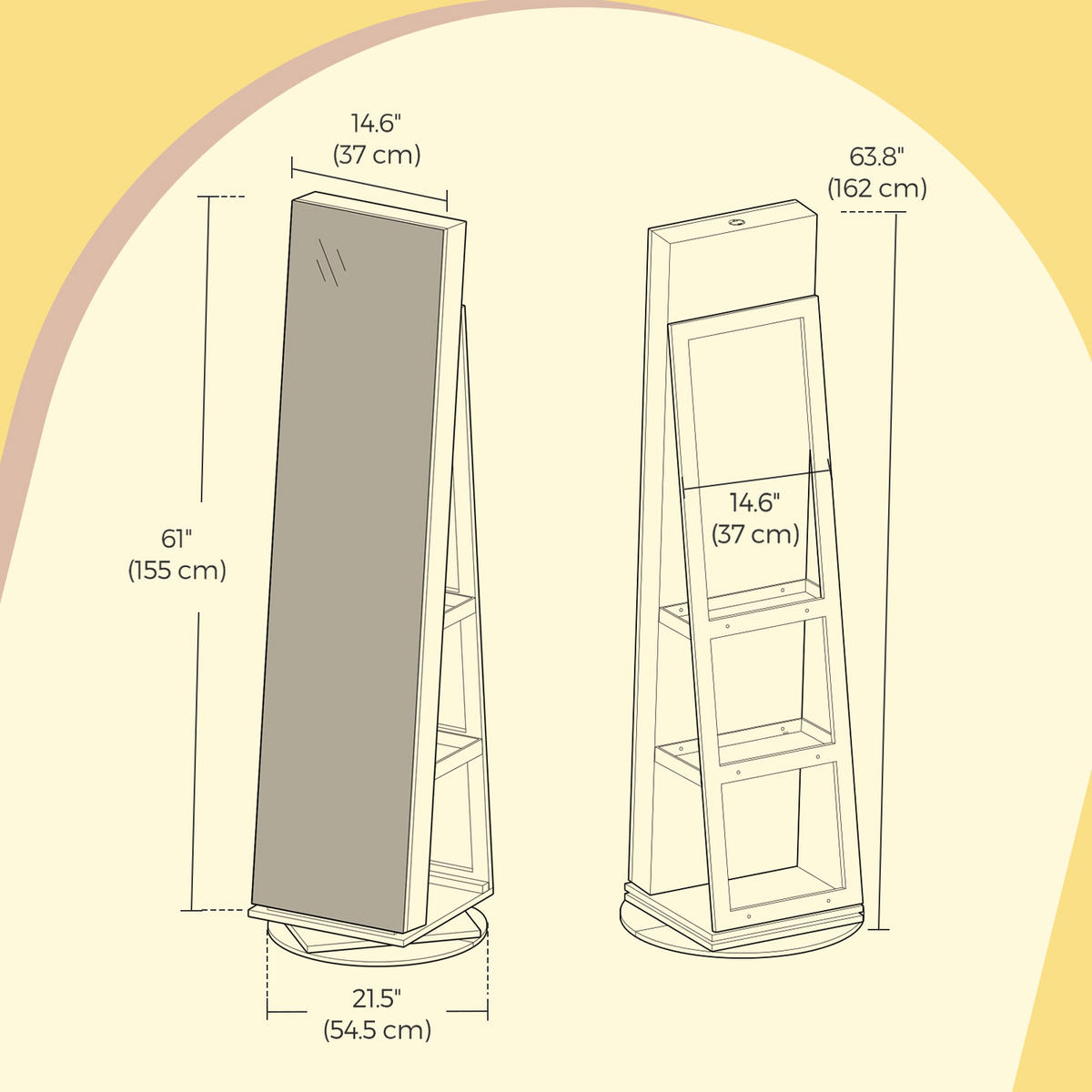 SCHMUCKSCHRANK 54,5/162/37 cm  - Weiß, Basics, Glas/Holzwerkstoff (54,5/162/37cm)