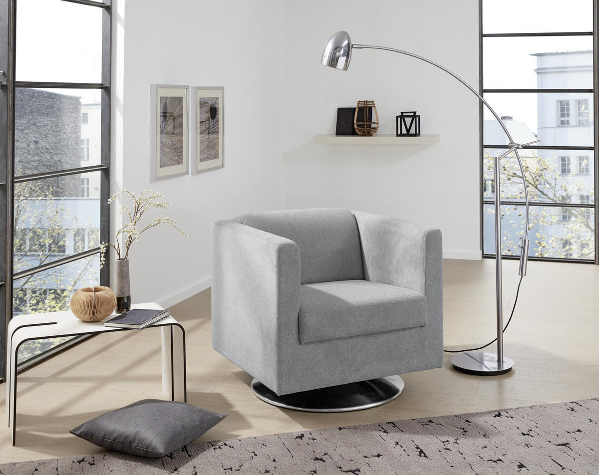 DESIGNSESSEL Mikrofaser Grau    - Chromfarben/Grau, Design, Textil/Metall (72/71/75cm) - LOOKS by W.Joop