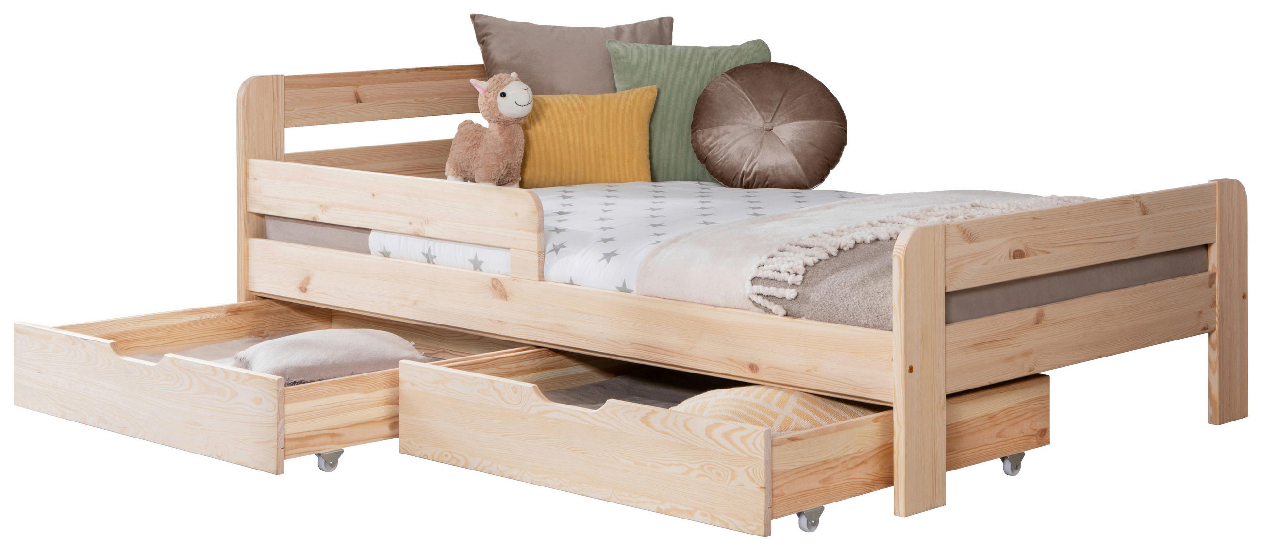 STAURAUMBETT 120/200 cm  in Naturfarben  - Naturfarben, MODERN, Holz/Textil (120/200cm) - MID.YOU