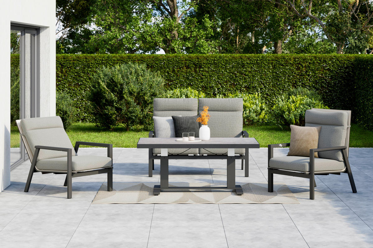 2-SITZER-BANK 134/97/87 cm  Aluminium  - Anthrazit/Grau, Design, Textil/Metall (134/97/87cm) - Amatio