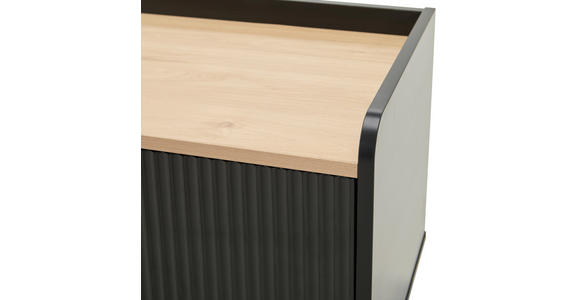 LOWBOARD SNOW 180/54/40 cm  Beimöbel erhältlich, stehend  - Eichefarben/Schwarz, Design, Holzwerkstoff/Metall (180/54/40cm) - Xora