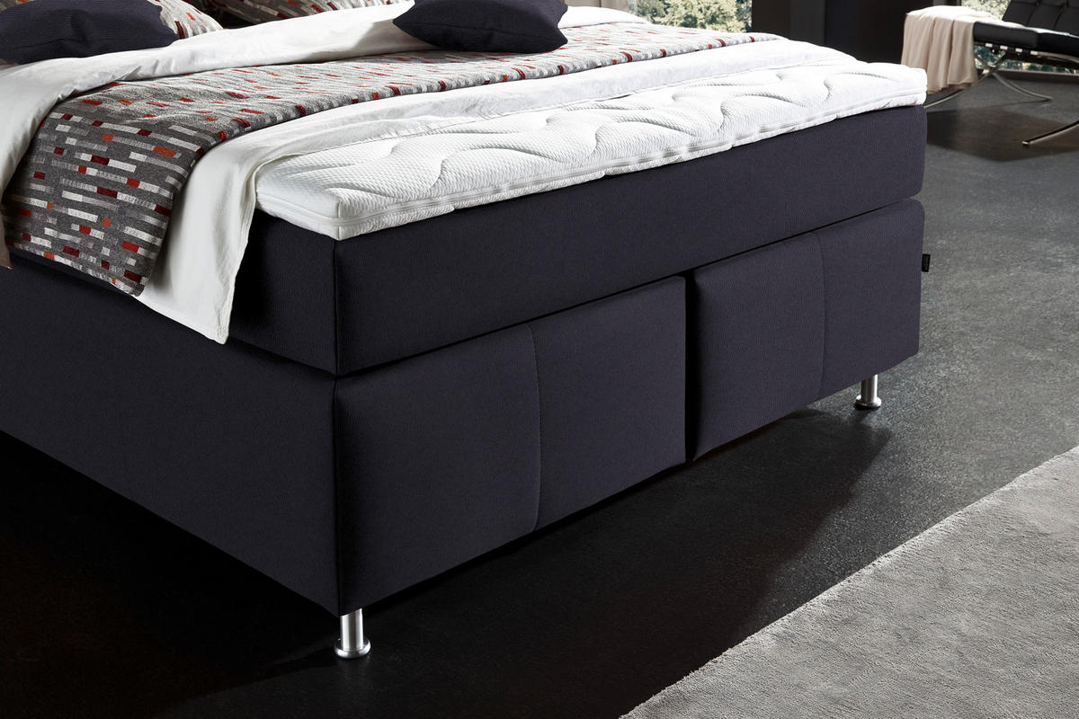 BOXSPRINGBETT 140/200 cm  in Graphitfarben  - Alufarben/Graphitfarben, KONVENTIONELL, Textil/Metall (140/200cm) - Dieter Knoll