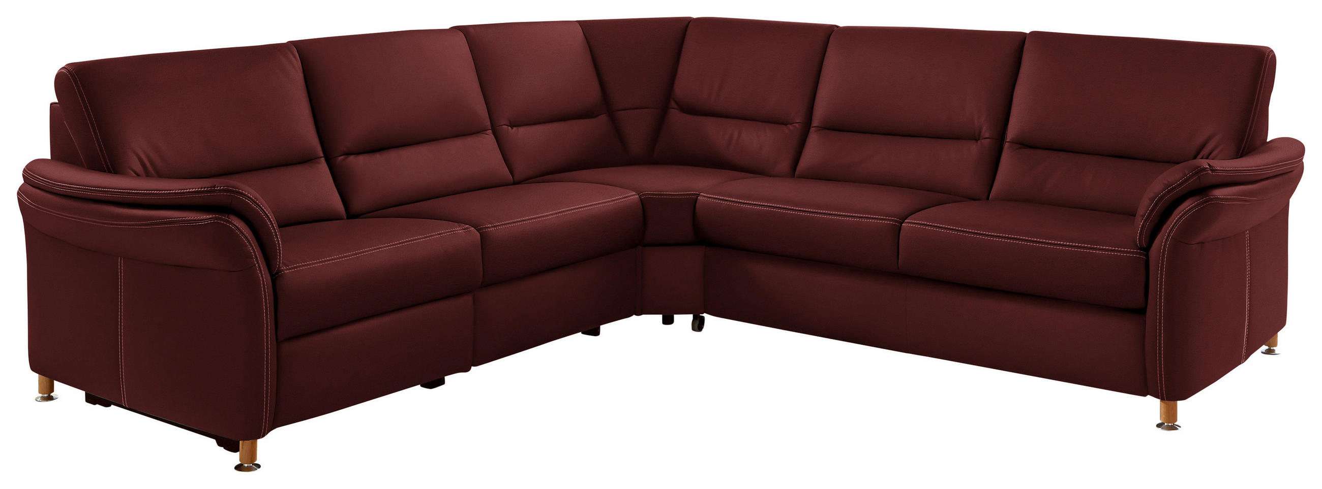 ECKSOFA in Echtleder Brombeere  - Eichefarben/Brombeere, Konventionell, Leder/Holz (262/262cm) - Beldomo Premium