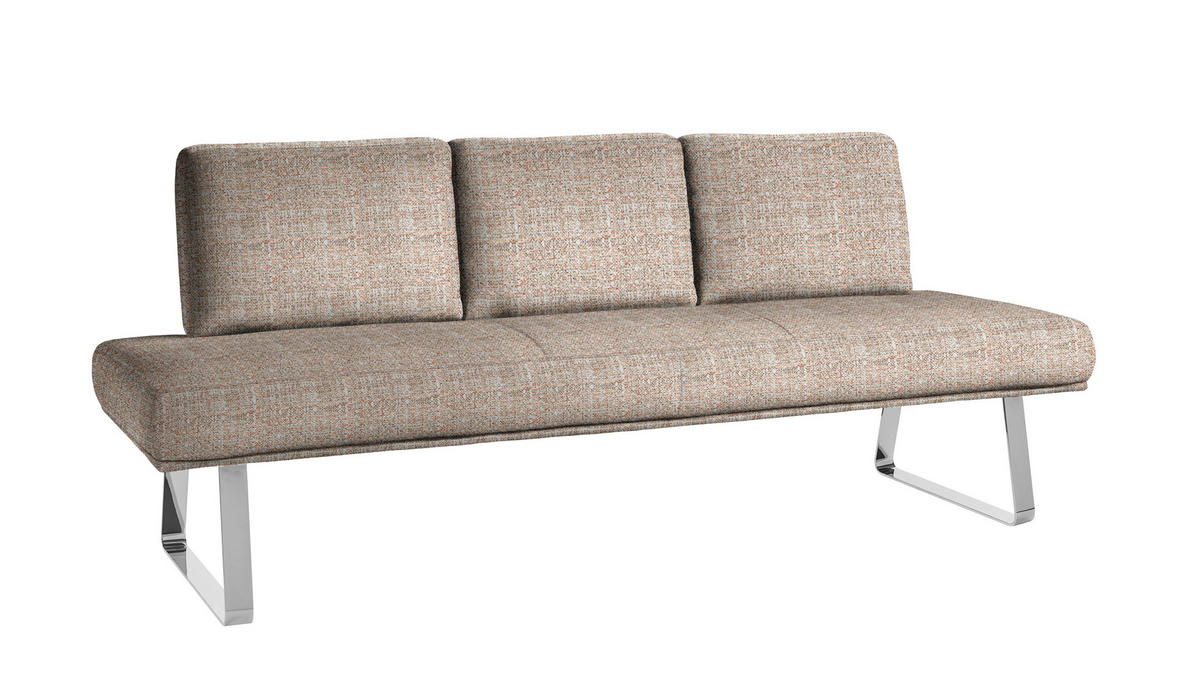 SITZBANK 224/92/78 cm  in Orange, Chromfarben  - Chromfarben/Orange, Design, Textil/Metall (224/92/78cm) - Dieter Knoll