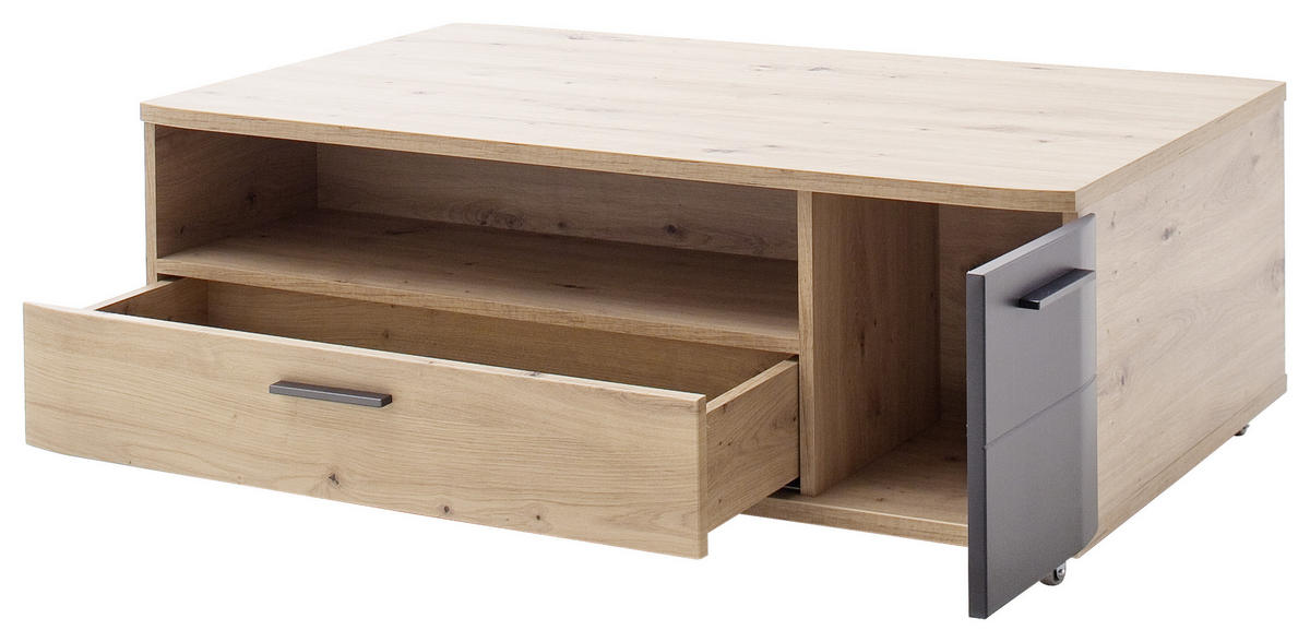 COUCHTISCH in Holzwerkstoff 115/70/42 cm  - Eichefarben/Anthrazit, Design, Holzwerkstoff/Metall (115/70/42cm) - Livetastic