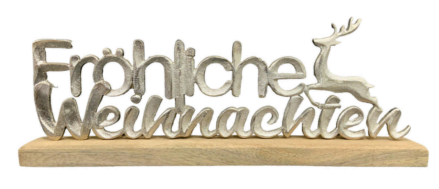 DEKOSCHRIFTZUG  - Silberfarben/Braun, LIFESTYLE, Holz/Metall (42/5/15,5cm) - X-Mas