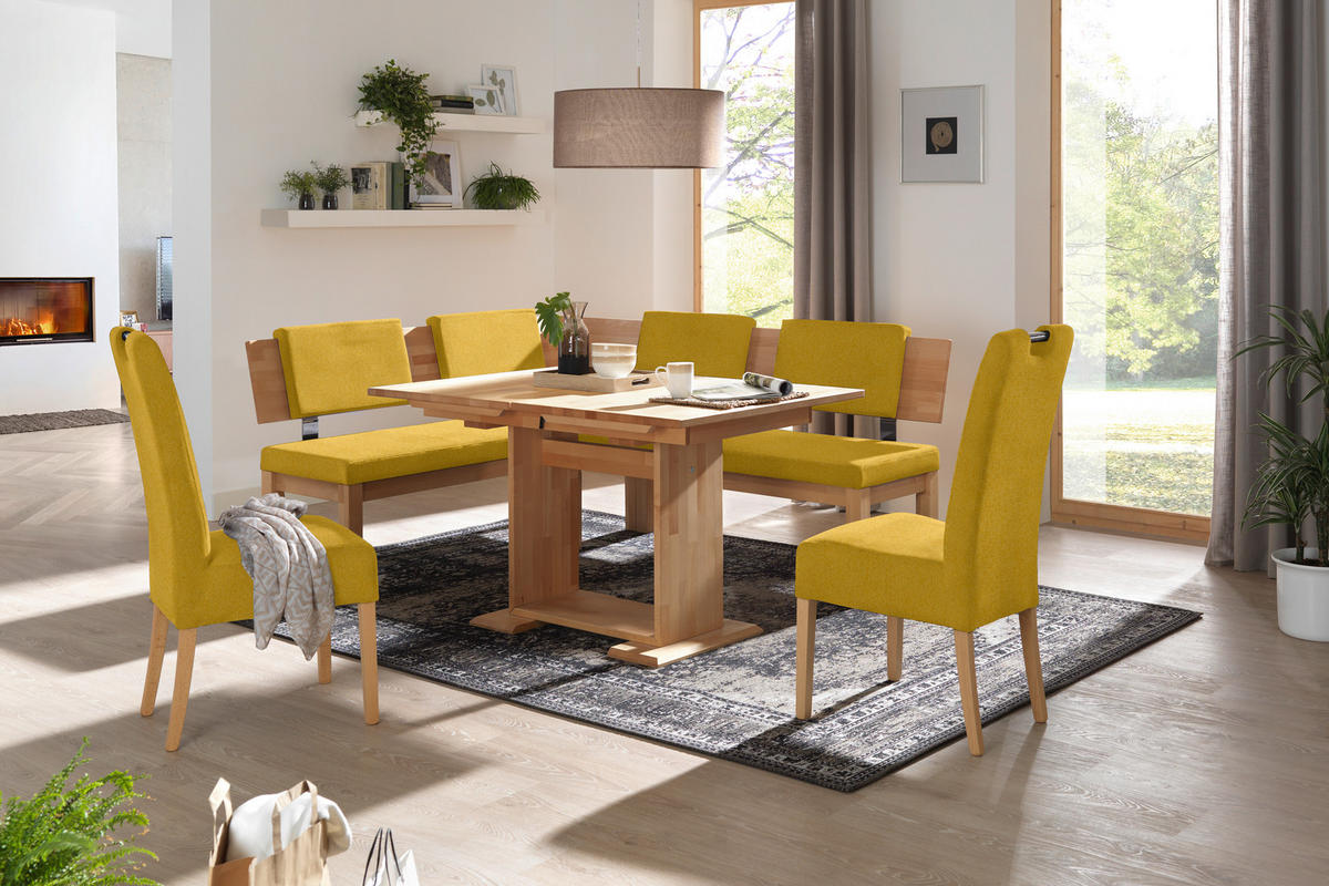 ECKBANK 160/200 cm  in Buchefarben, Currygelb  - Currygelb/Buchefarben, Natur, Holz/Textil (160/200cm) - Cantus