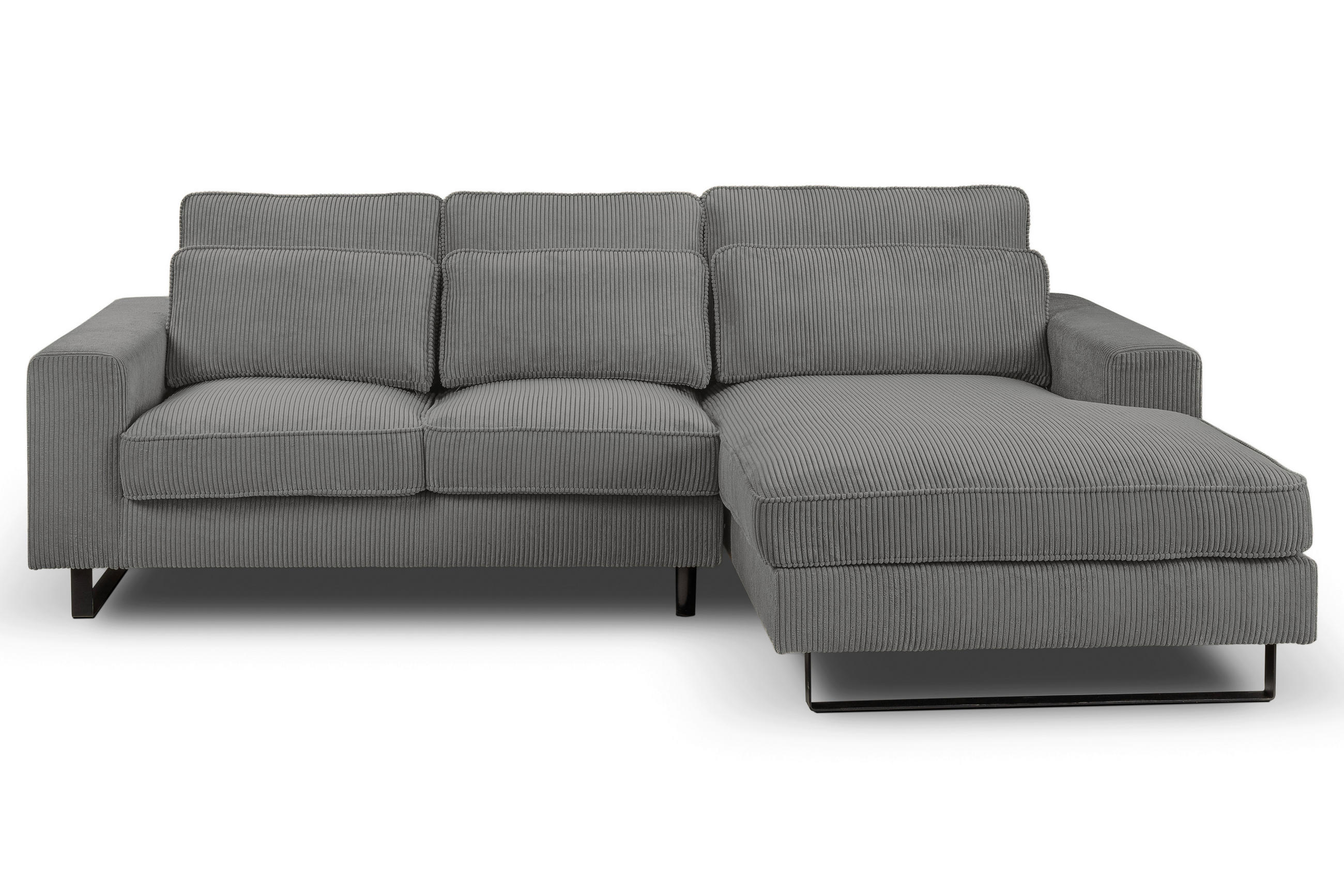 ECKSOFA BOLIVIA in Cord Grau  276/183 cm  - Beige/Schwarz, Basics, Holzwerkstoff/Textil (276/183cm) - MID.YOU