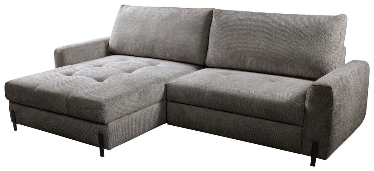 ECKSOFA in Struktur Graubraun  - Graubraun/Schwarz, Design, Textil/Metall (162/265cm) - MID.YOU