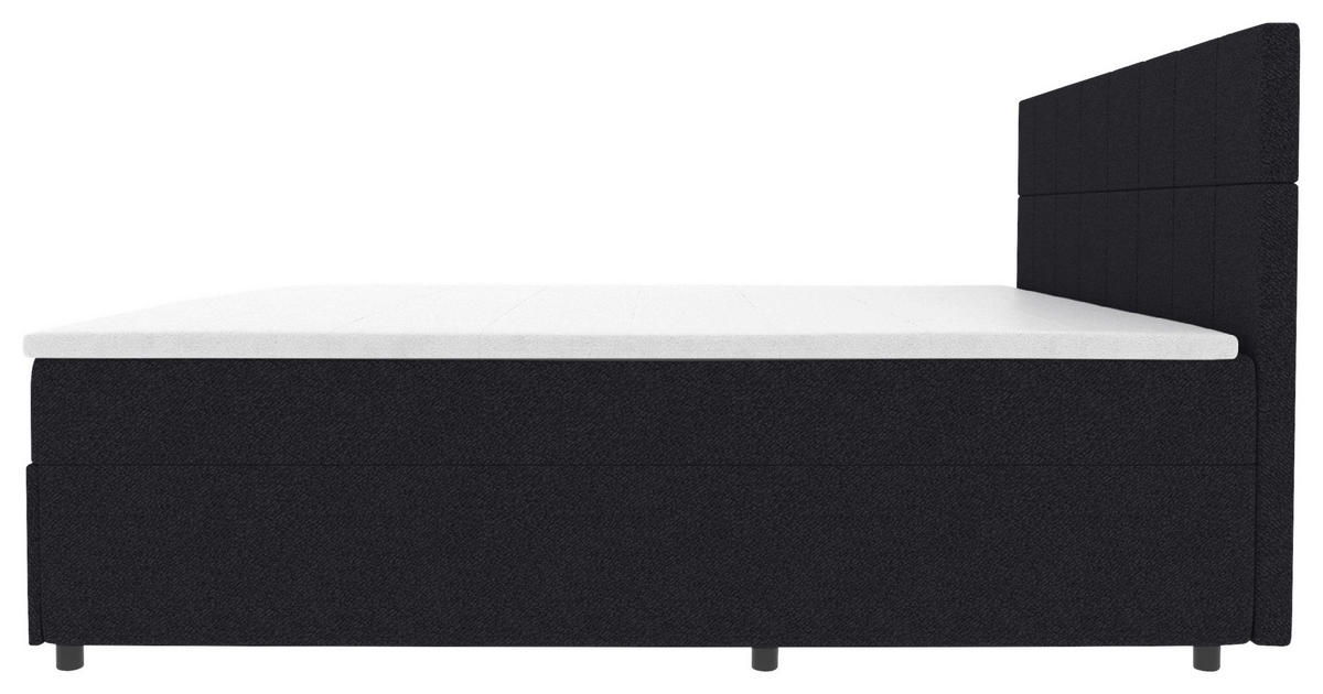 BOXBETT 140/200 cm,  in Schwarz, Topper, Matratzen, Bettschubladen, H3 = fest  - Schwarz, KONVENTIONELL, Kunststoff/Textil (140/200cm) - Boxxx