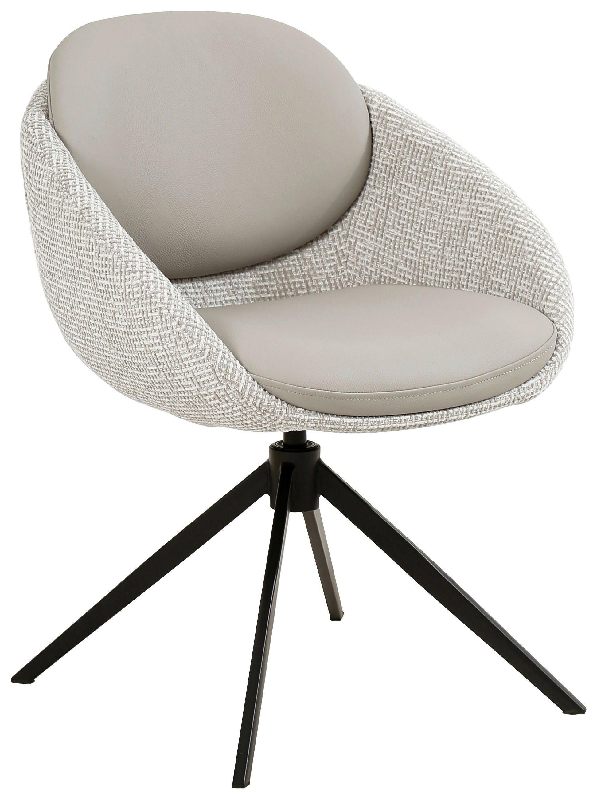 ARMLEHNSTUHL  in Eisen Leinenoptik Echtleder pigmentiert  - Beige/Schwarz, Design, Leder/Textil (60/80,5/62cm) - Novel