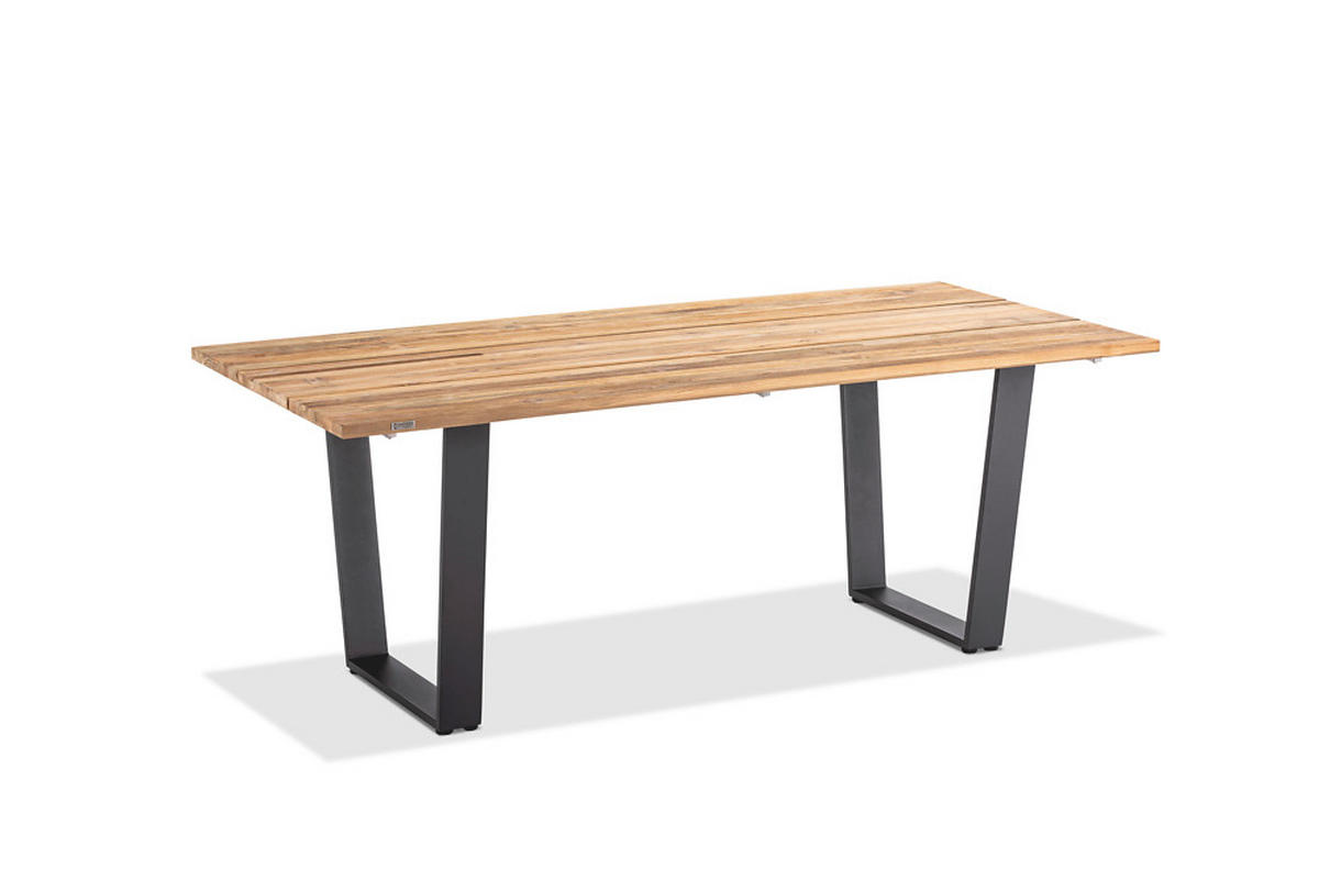 GARTENTISCH 200/95/76 cm  - Anthrazit/Teakfarben, Design, Holz/Metall (200/95/76cm)