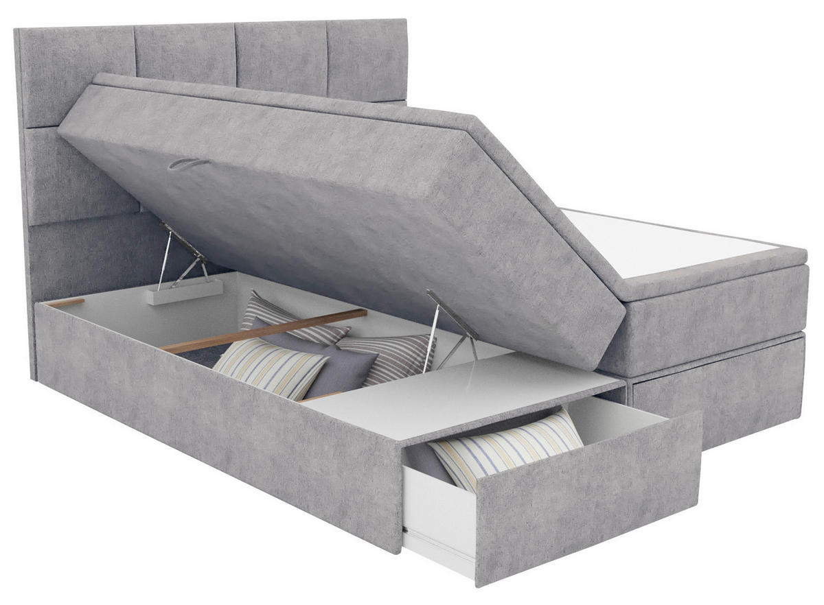 BOXBETT 140/200 cm  in Hellgrau  - Hellgrau/Schwarz, KONVENTIONELL, Kunststoff/Textil (140/200cm) - Boxxx