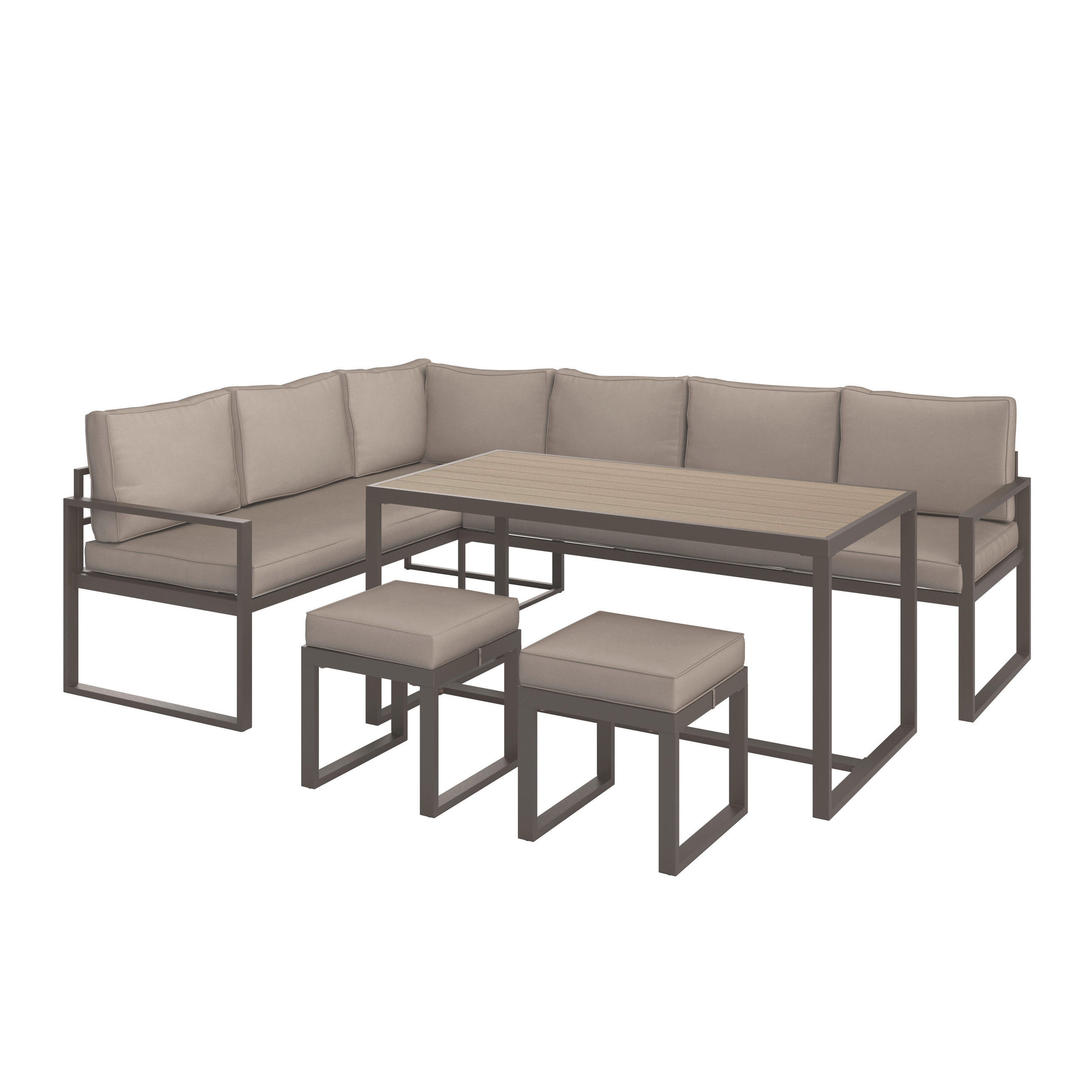 LOUNGE ÉTKEZŐGARNITÚRA  176/240,5 cm   - barna, Modern, műanyag/fém (176/240,5cm) - Ambia Garden