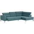 ECKSOFA Türkis Feincord  - Türkis/Schwarz, Design, Textil/Metall (280/205cm) - Xora