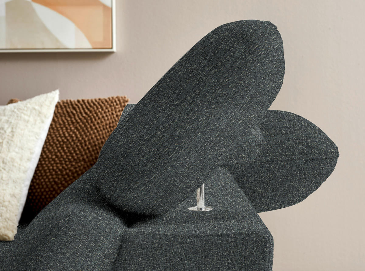 ECKSOFA MERCURY Grau Chenille  - Eichefarben/Grau, MODERN, Holz/Textil (287/212cm) - Valnatura