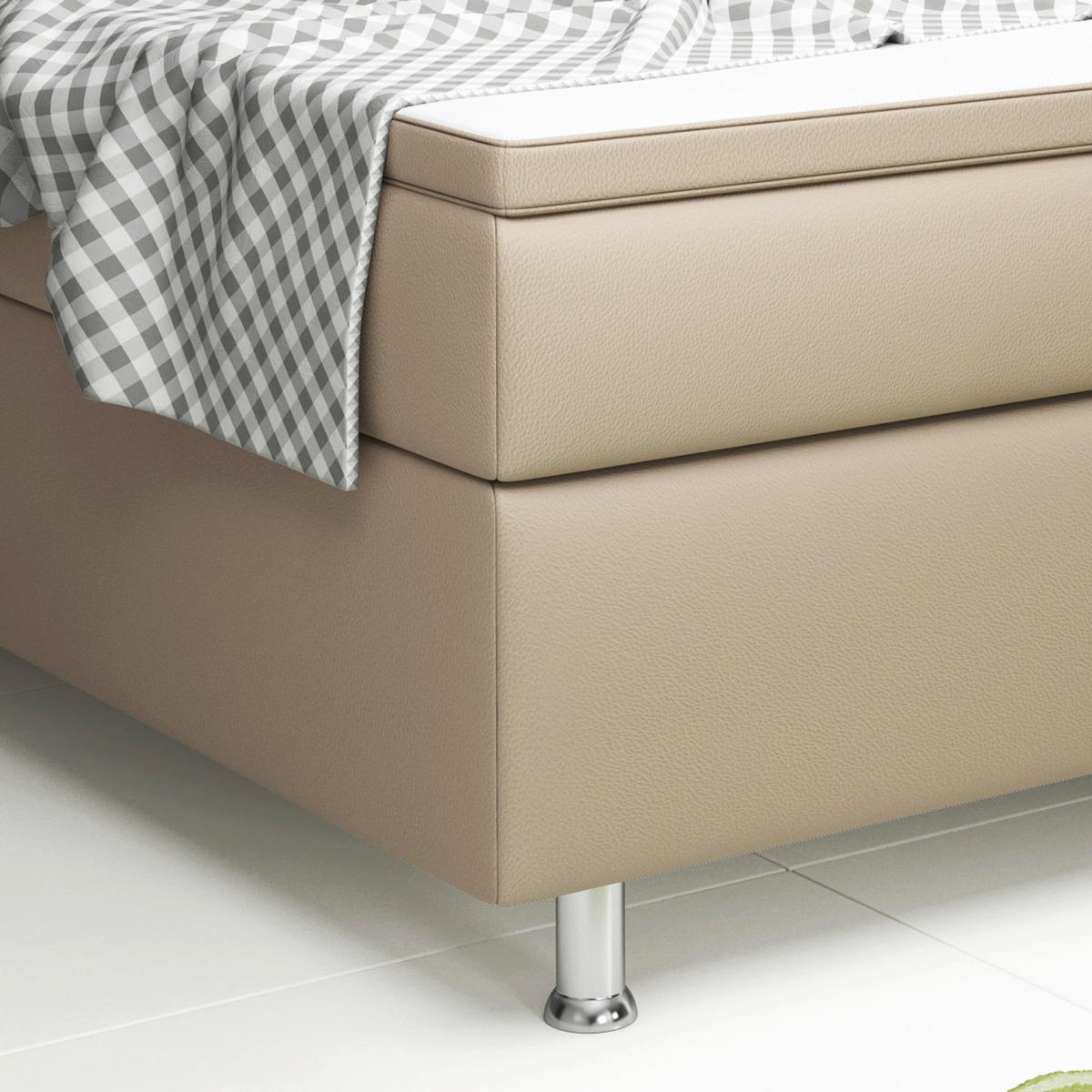 BOXSPRINGBETT 180/200 cm  in Cappuccino  - Silberfarben/Cappuccino, KONVENTIONELL, Leder/Textil (180/200cm) - MID.YOU