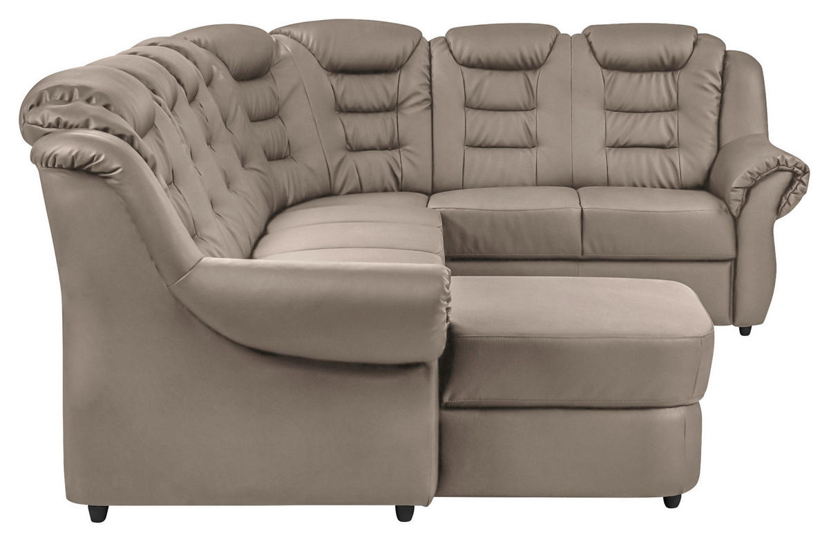 WOHNLANDSCHAFT in Lederlook Hellbraun  - Hellbraun/Schwarz, KONVENTIONELL, Kunststoff/Textil (165/333/216cm) - Livetastic