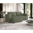 ECKSOFA Olivgrün Cord Zierkissen, Rückenkissen, Schlaffunktion, Rücken echt  - Schwarz/Olivgrün, MODERN, Kunststoff/Textil (153/250cm) - Xora