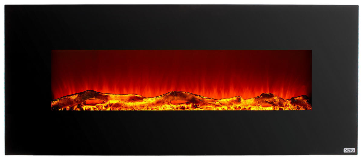 ELEKTROKAMIN - Schwarz, Design, Glas/Kunststoff (128/55/14cm) - Xora