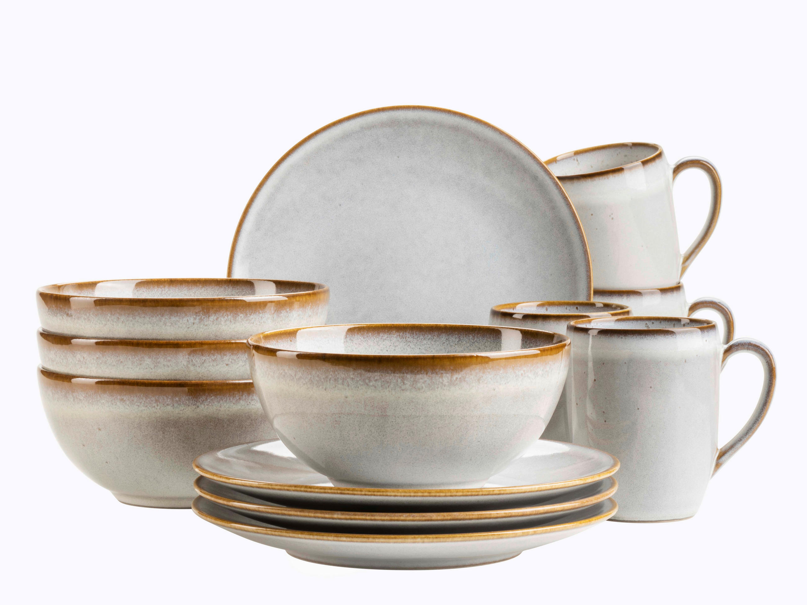 FRÜHSTÜCKSSERVICE SMOKY'S  - Weiss, Basics, Keramik - Mäser