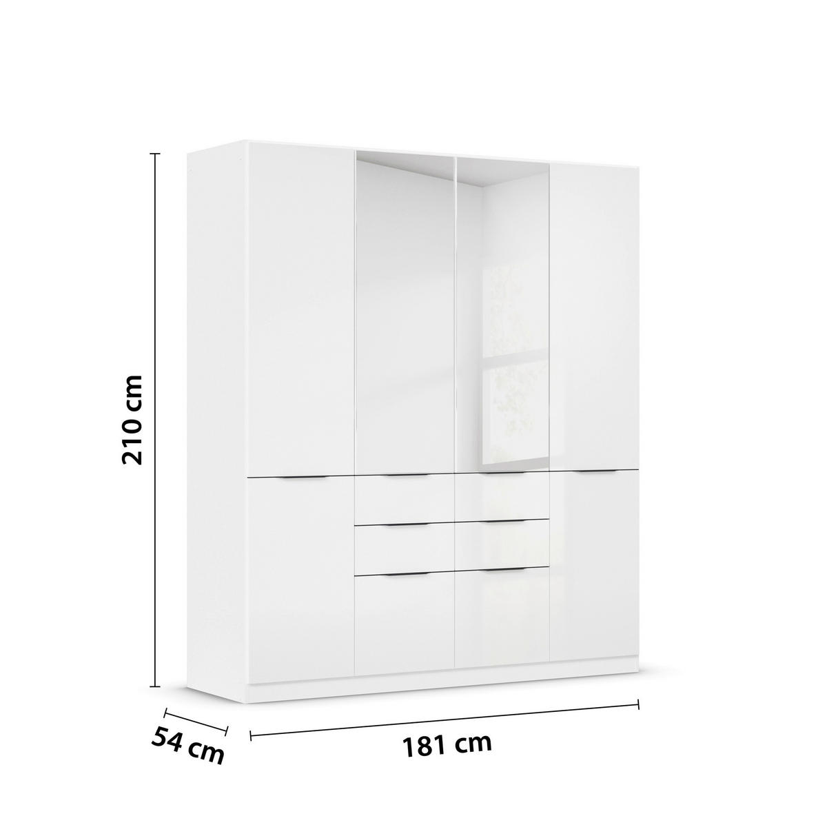 Dulap Cu Uși Rotative, 181/210/54 cm, alb, alb lucios intens - alb/alb lucios intens, Modern, material pe bază de lemn (181/210/54cm) - Hom`in