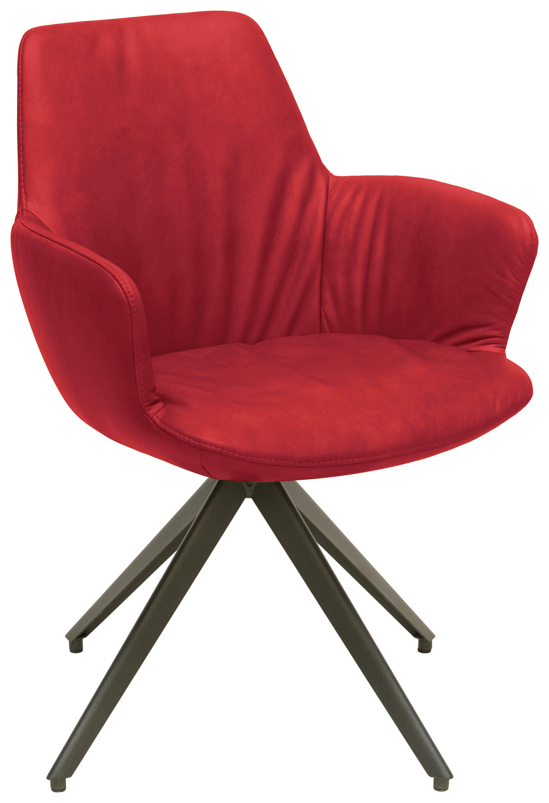 ARMLEHNSTUHL  in Stahl Echtleder pigmentiert  - Anthrazit/Rot, Design, Leder/Metall (60/87/62cm) - Bert Plantagie