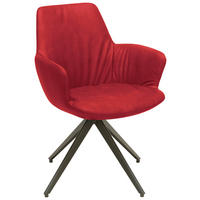 ARMLEHNSTUHL  in Stahl Echtleder pigmentiert  - Anthrazit/Rot, Design, Leder/Metall (60/87/62cm) - Bert Plantagie