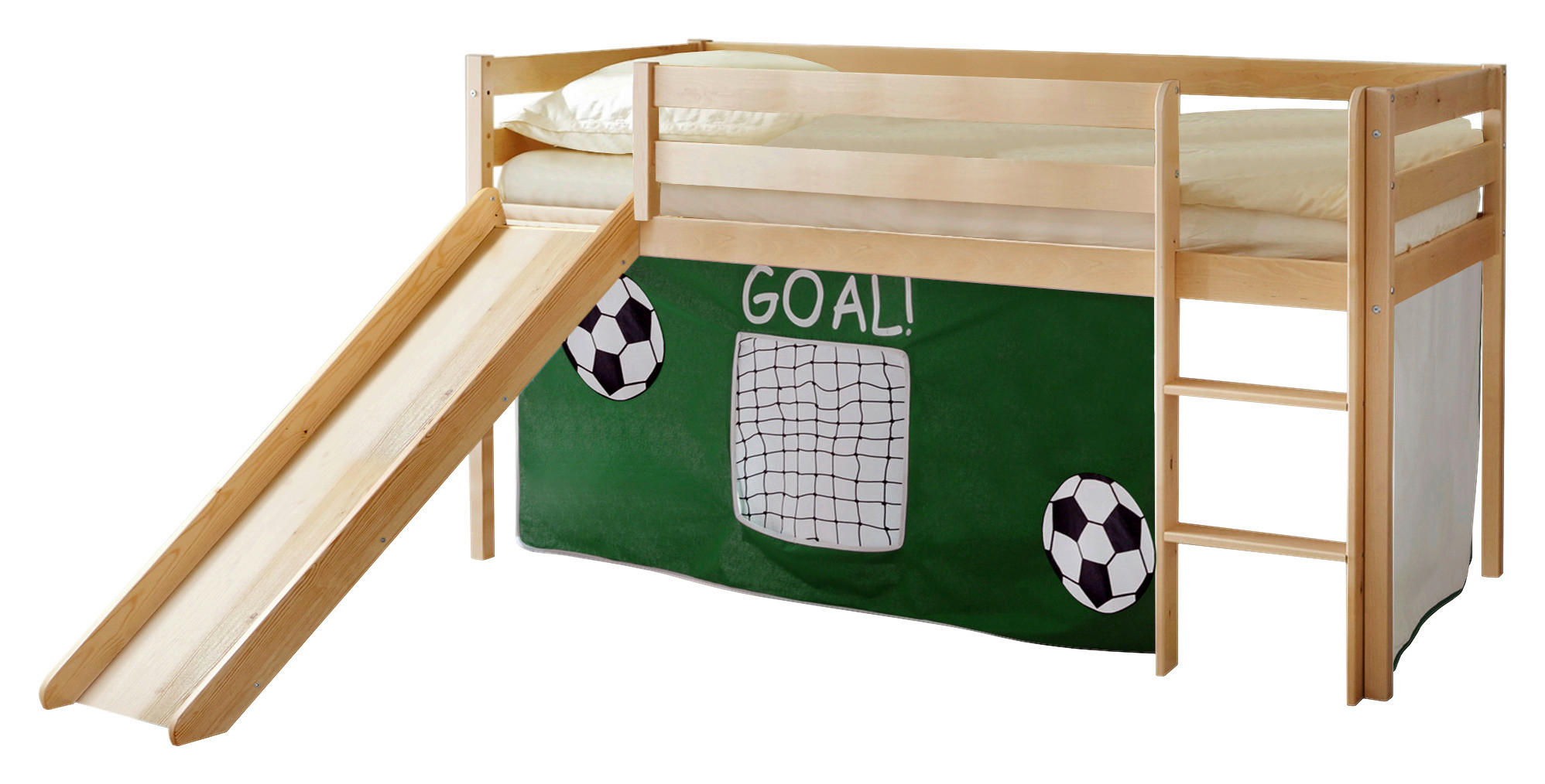 Spielbett Manuel Grün Kiefer Massiv 90 Cm Leiter Rutsche