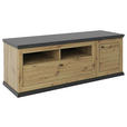 TV-ELEMENT Holzwerkstoff Dunkelgrau, Eiche Artisan  - Dunkelgrau/Schwarz, Basics, Holzwerkstoff/Metall (150/55,6/50cm) - Hom`in