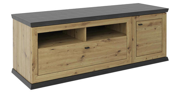TV-ELEMENT Holzwerkstoff Dunkelgrau, Eiche Artisan  - Dunkelgrau/Schwarz, Basics, Holzwerkstoff/Metall (150/55,6/50cm) - Hom`in