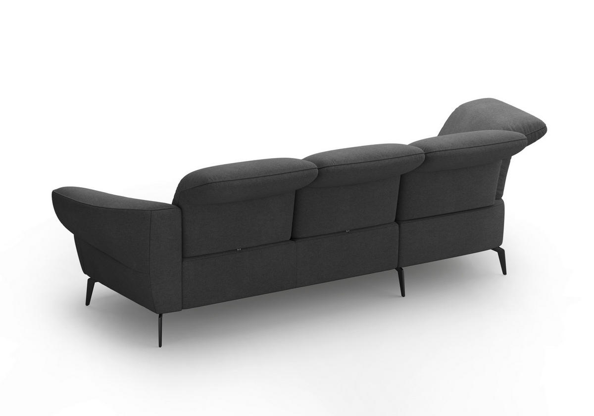 ECKSOFA DANCE E Dunkelgrau Mikrofaser  - Dunkelgrau/Schwarz, MODERN, Textil/Metall (208/313cm) - Sit & More