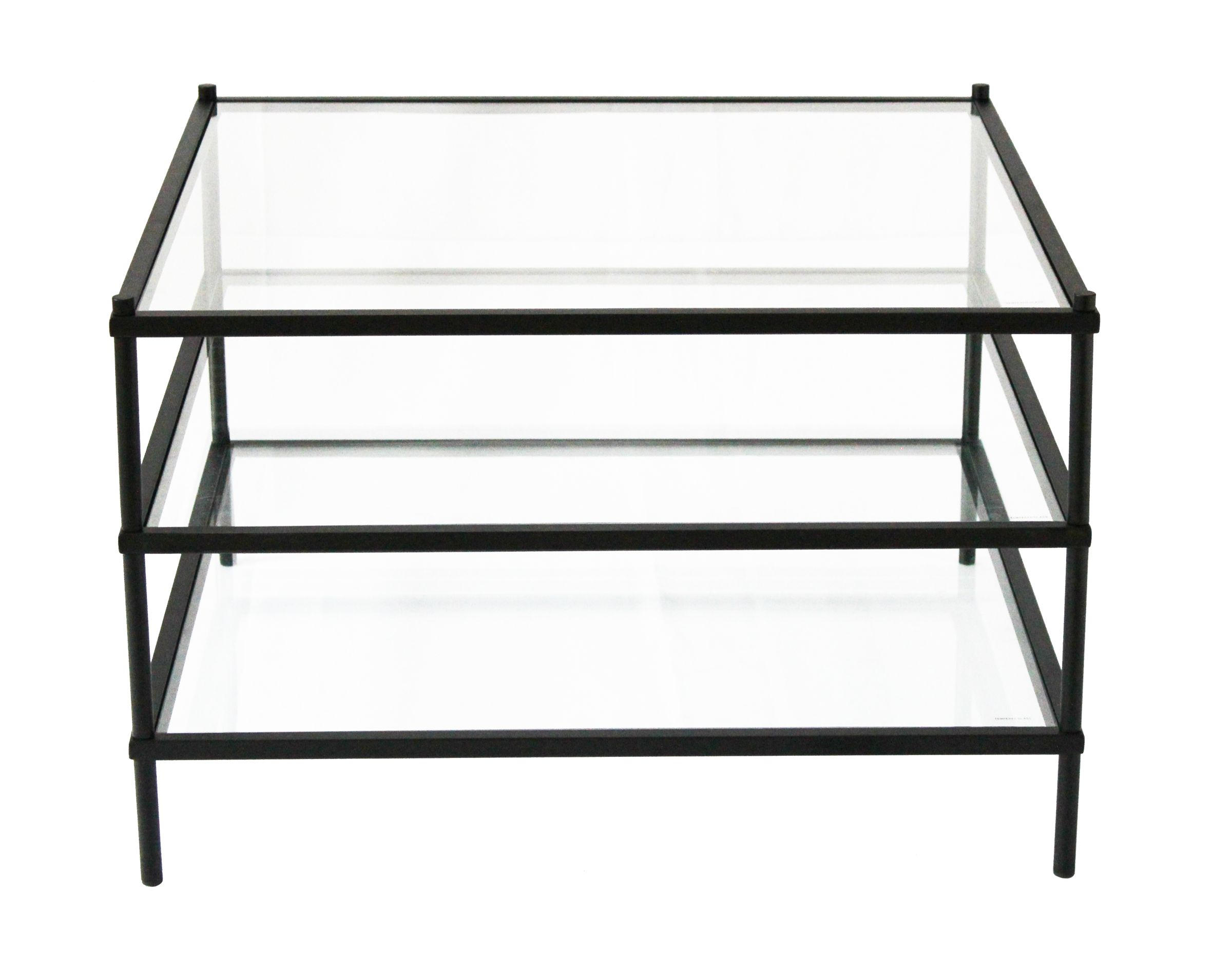 SOFFBORD i metall, glas 70/70/45 cm  - svart, Modern, metall/glas (70/70/45cm) - Novel