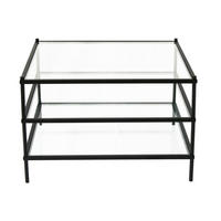 SOFFBORD i metall, glas 70/70/45 cm  - svart, Modern, metall/glas (70/70/45cm) - Novel