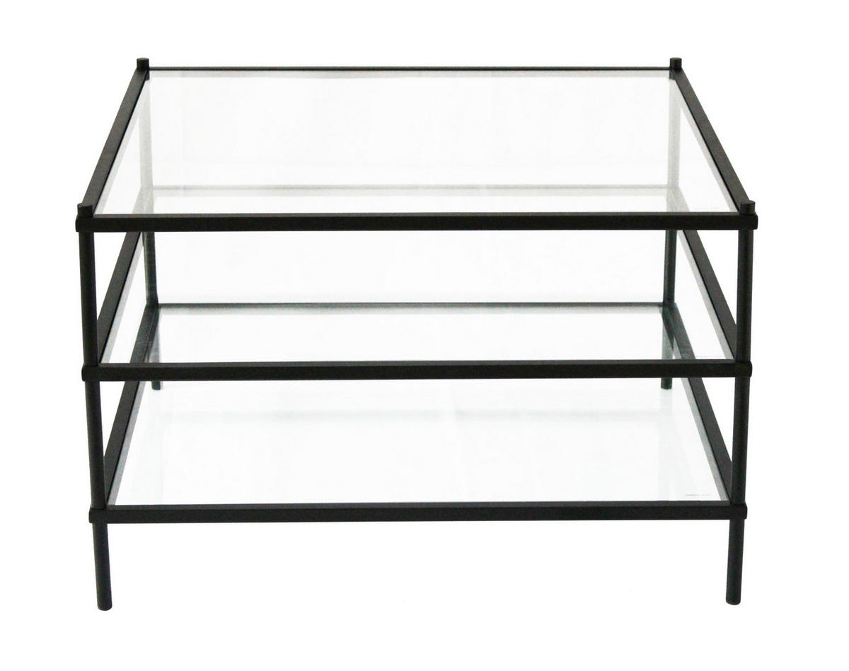 SOFFBORD i metall, glas 70/70/45 cm  - svart, Modern, metall/glas (70/70/45cm) - Novel