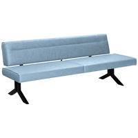 SITZBANK in Metall, Textil Hellblau  - Schwarz/Hellblau, Konventionell, Textil/Metall (220/87/70-86cm) - Moderano