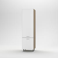 Szekrény beépíthető hűtőhöz - tölgyfa színű/magasfényű fehér, Basics, fa/fém (60/215/56cm) - Carryhome