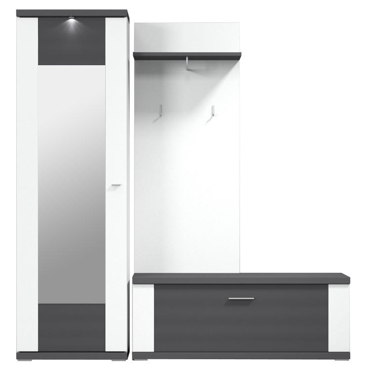 GARDEROBE Graphitfarben, Weiß - Graphitfarben/Weiß, Design (193,5/206,6/41,6cm) - Xora