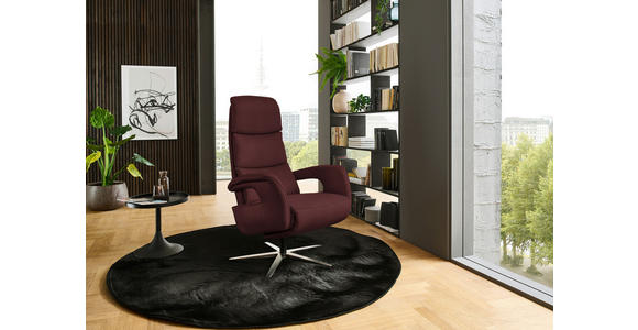 RELAXSESSEL in Leder Beere  - Edelstahlfarben/Beere, Design, Leder/Metall (76/119/86cm) - Dieter Knoll