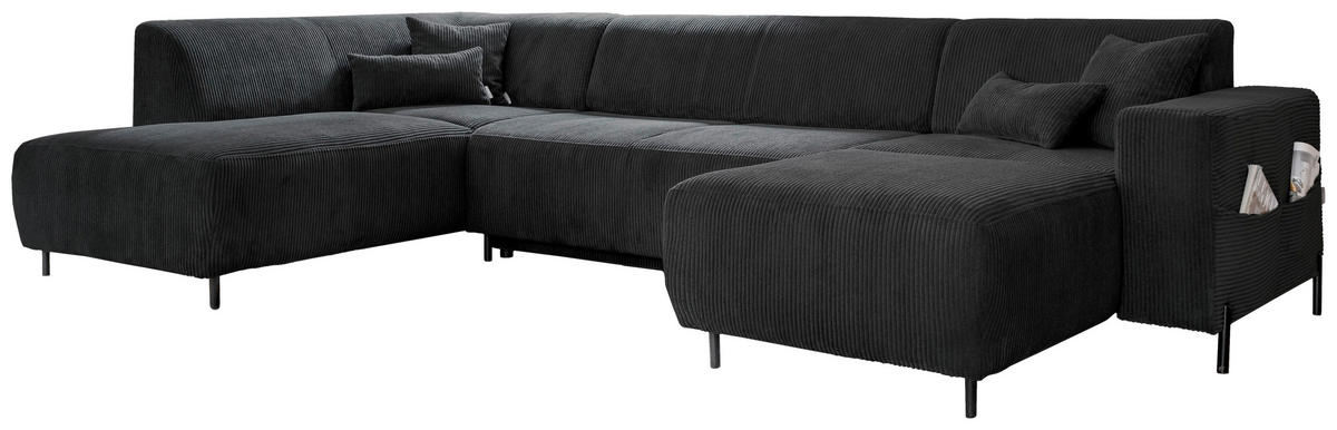 SJEDEĆA GARNITURA tekstil  tamno siva   - tamno siva/crna, tekstil/metal (192/330/165cm) - MID.YOU